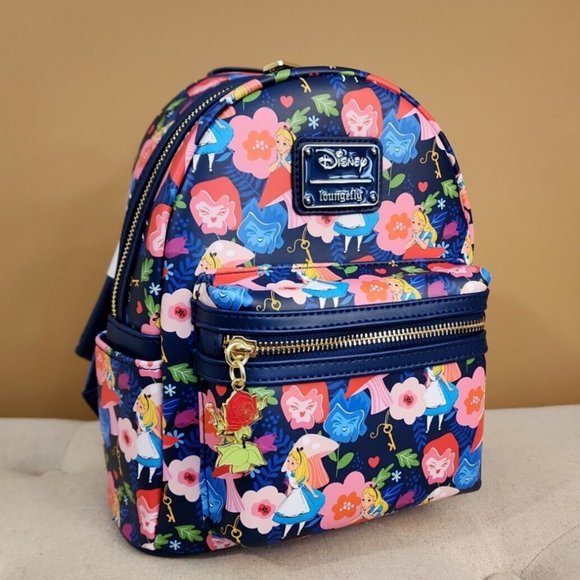 Loungefly Disney Alice In Wonderland Golden Afternoon Wild Flower Backpack NEW - Picture 3 of 13